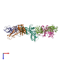 PDB entry 6oe5 coloured by chain, top view.