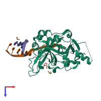 PDB entry 6oea coloured by chain, top view.