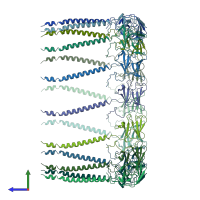 PDB entry 6oeg coloured by chain, side view.