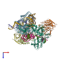 PDB entry 6oem coloured by chain, top view.