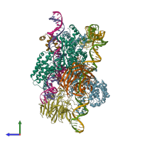 PDB entry 6oeo coloured by chain, side view.