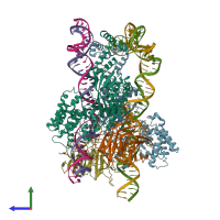 PDB entry 6oep coloured by chain, side view.