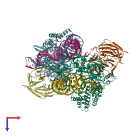 PDB entry 6oeq coloured by chain, top view.