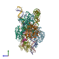 PDB entry 6oet coloured by chain, side view.