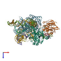PDB entry 6oet coloured by chain, top view.