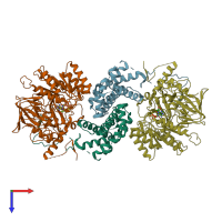 PDB entry 6of2 coloured by chain, top view.