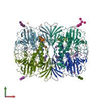 PDB entry 6of5 coloured by chain, front view.