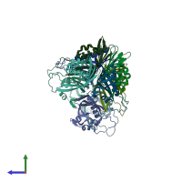 PDB entry 6of9 coloured by chain, side view.
