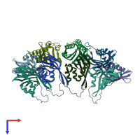 PDB entry 6of9 coloured by chain, top view.