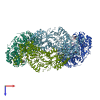 PDB entry 6ofc coloured by chain, top view.