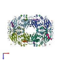 PDB entry 6ofd coloured by chain, top view.