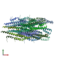 PDB entry 6ofe coloured by chain, front view.