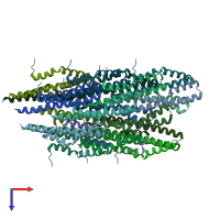 PDB entry 6ofe coloured by chain, top view.