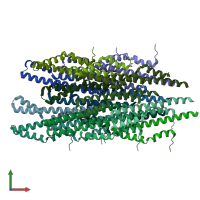 PDB entry 6off coloured by chain, front view.