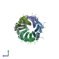 PDB entry 6off coloured by chain, side view.