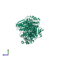 PDB entry 6ofs coloured by chain, side view.