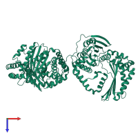 PDB entry 6ofs coloured by chain, top view.
