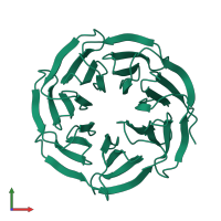 PDB entry 6ofz coloured by chain, front view.