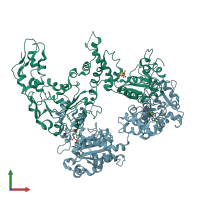 PDB entry 6og2 coloured by chain, front view.