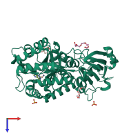 PDB entry 6oha coloured by chain, top view.