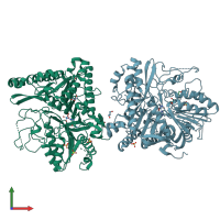 PDB entry 6ohm coloured by chain, front view.