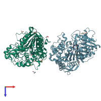 PDB entry 6ohm coloured by chain, top view.