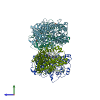 PDB entry 6ohp coloured by chain, side view.
