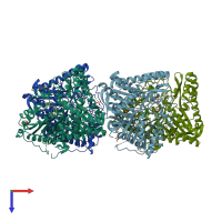 PDB entry 6ohp coloured by chain, top view.
