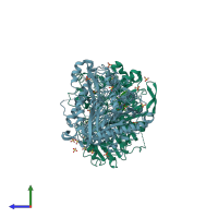 PDB entry 6ohq coloured by chain, side view.