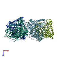 PDB entry 6ohs coloured by chain, top view.