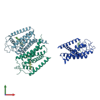 PDB entry 6oht coloured by chain, front view.