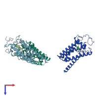 PDB entry 6oht coloured by chain, top view.