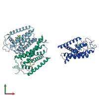 PDB entry 6ohu coloured by chain, front view.