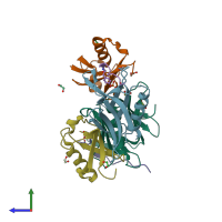 PDB entry 6oi4 coloured by chain, side view.