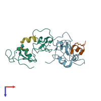 PDB entry 6oie coloured by chain, top view.