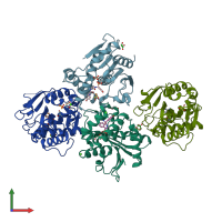 PDB entry 6ojd coloured by chain, front view.