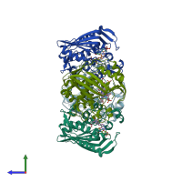 PDB entry 6oju coloured by chain, side view.