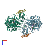 PDB entry 6okd coloured by chain, top view.