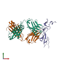 PDB entry 6okm coloured by chain, front view.