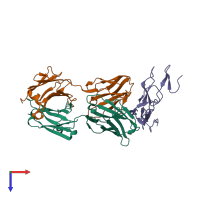 PDB entry 6okm coloured by chain, top view.