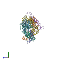 PDB entry 6okn coloured by chain, side view.