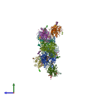 PDB entry 6om1 coloured by chain, side view.