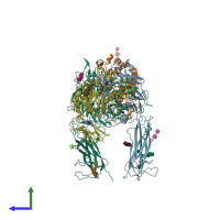 PDB entry 6om2 coloured by chain, side view.