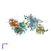 PDB entry 6om2 coloured by chain, top view.