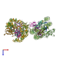 PDB entry 6om3 coloured by chain, top view.