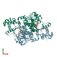 PDB entry 6om4 coloured by chain, front view.