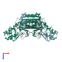 PDB entry 6om4 coloured by chain, top view.