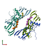 PDB entry 6omn coloured by chain, front view.