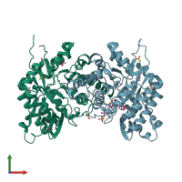 PDB entry 6omq coloured by chain, front view.
