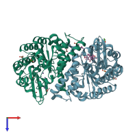 PDB entry 6omq coloured by chain, top view.